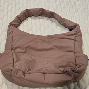 Puffer Quilted Crossbody Tote Bag Women Rose Lighter Pink Tightening Cord